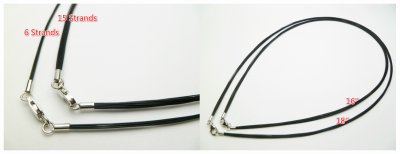 16"- 15 Strands Black Steel Wire Necklace w/ 925 Sliver Claps